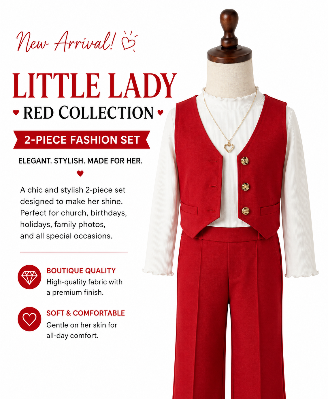 Little Lady Red Collection- Girls 3 P-Piece Fashion Set
